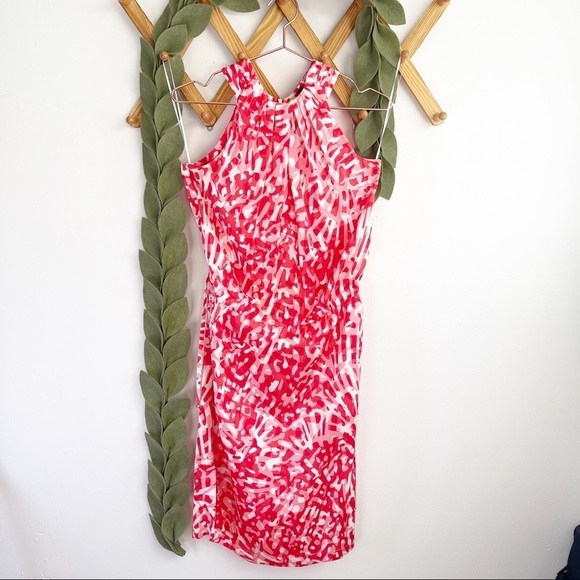 St. John Red & Pink Silk Dress